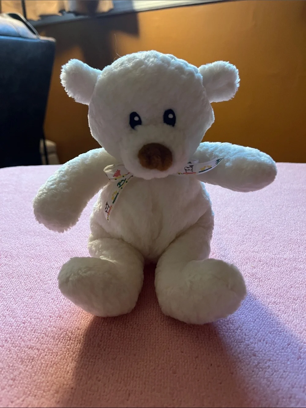 Plush White Teddy Bear with Ribbon - Soft Kids Toy by GUND